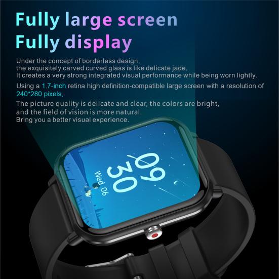 Q9Pro 1.7 Inch Multifunctional Large Touch Smart Watch Screen IP68 Waterproof Sport Bracelet