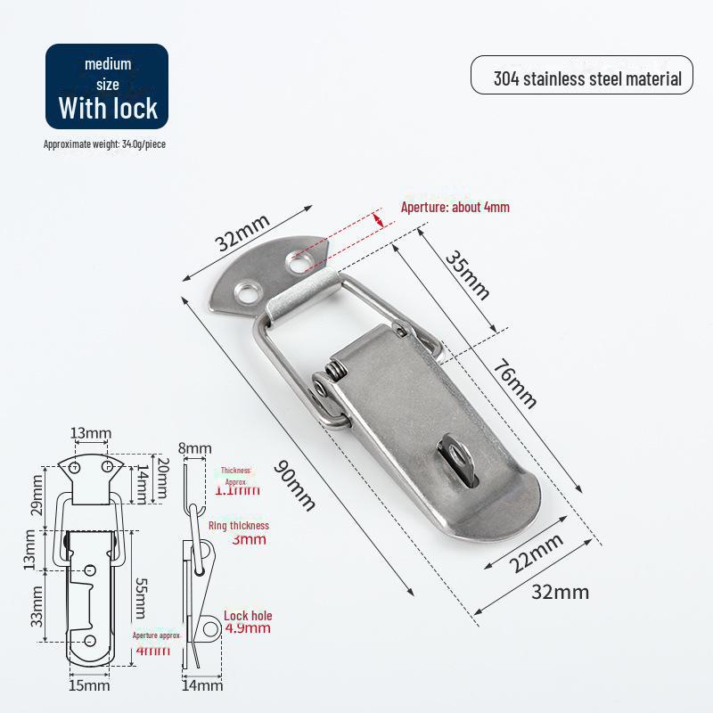 Замок-пряжка Duckbill из нержавеющей стали 304 для деревянных или металлических ящиков