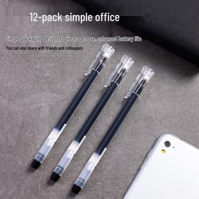 Deli A127 Large Capacity 0.5mm Black Gel Pens - 12-Pack