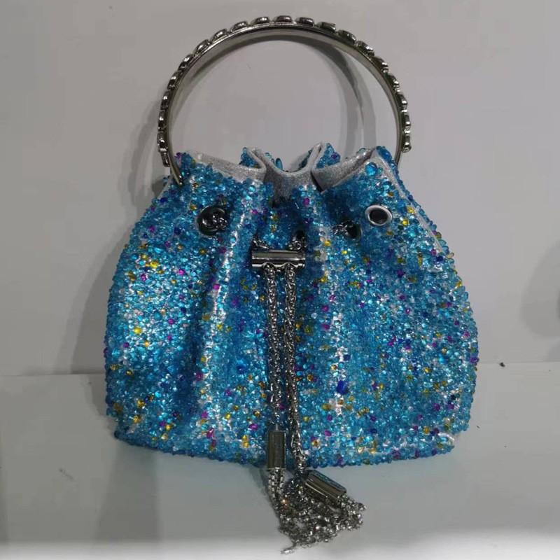 2026 Womens Crystal-Embellished Crossbody Bag Fringe Detail Small Square Shoulder No Top Handle