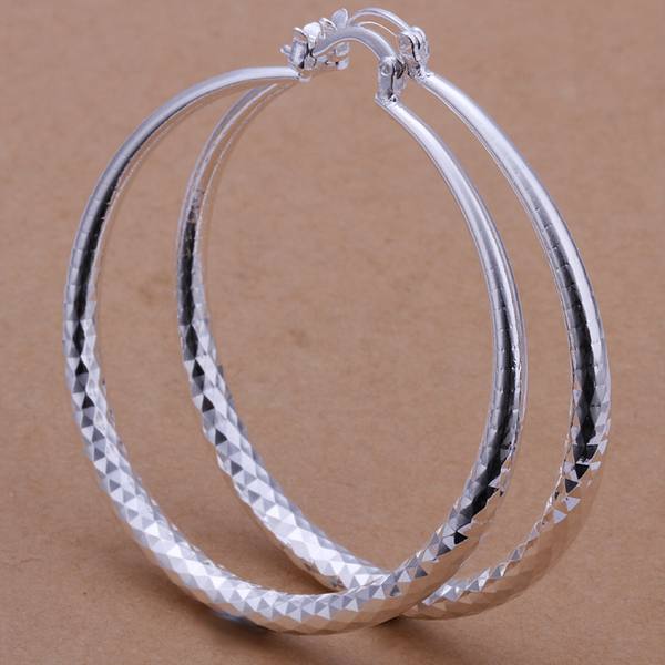 925 Silver Color Big Earring Women Lady 5cm Circle Top Quality Fashion Wedding Beautiful Women Jewelry