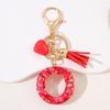 Red A-Z Alphabet Initial Letter Keychain Cute Heart Tassel Resin Charms Keyrings Handbag Charms Car Pendant Trinkets Women Gifts