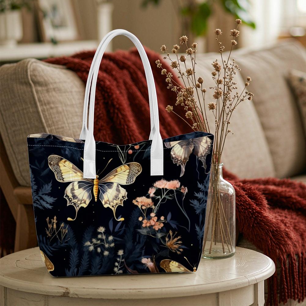 Vintage Floral Butterfly Shoulder Bag Aesthetic Daily Carry Tote Stylish Casual All-match Handbag
