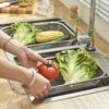 Stainless Steel Retractable Drain Basket Kitchen Basket Vegetable Washing Drain Basin Household Living Room Fruit Bowl