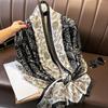 Shawl Scarf for Women - Floral Plant Pattern, Breathable & Sun-Proof, Weekend Casual Style, Non-Stretch, Decorative Silk Scarf with Printed