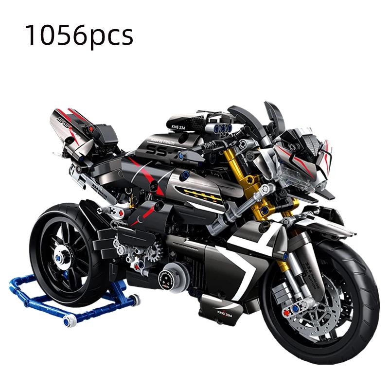 MOC City Technical Super Motorcycle Racing Motorbike Model Building Block DIY Locomotive Brick Toys for Children Boys Gifts