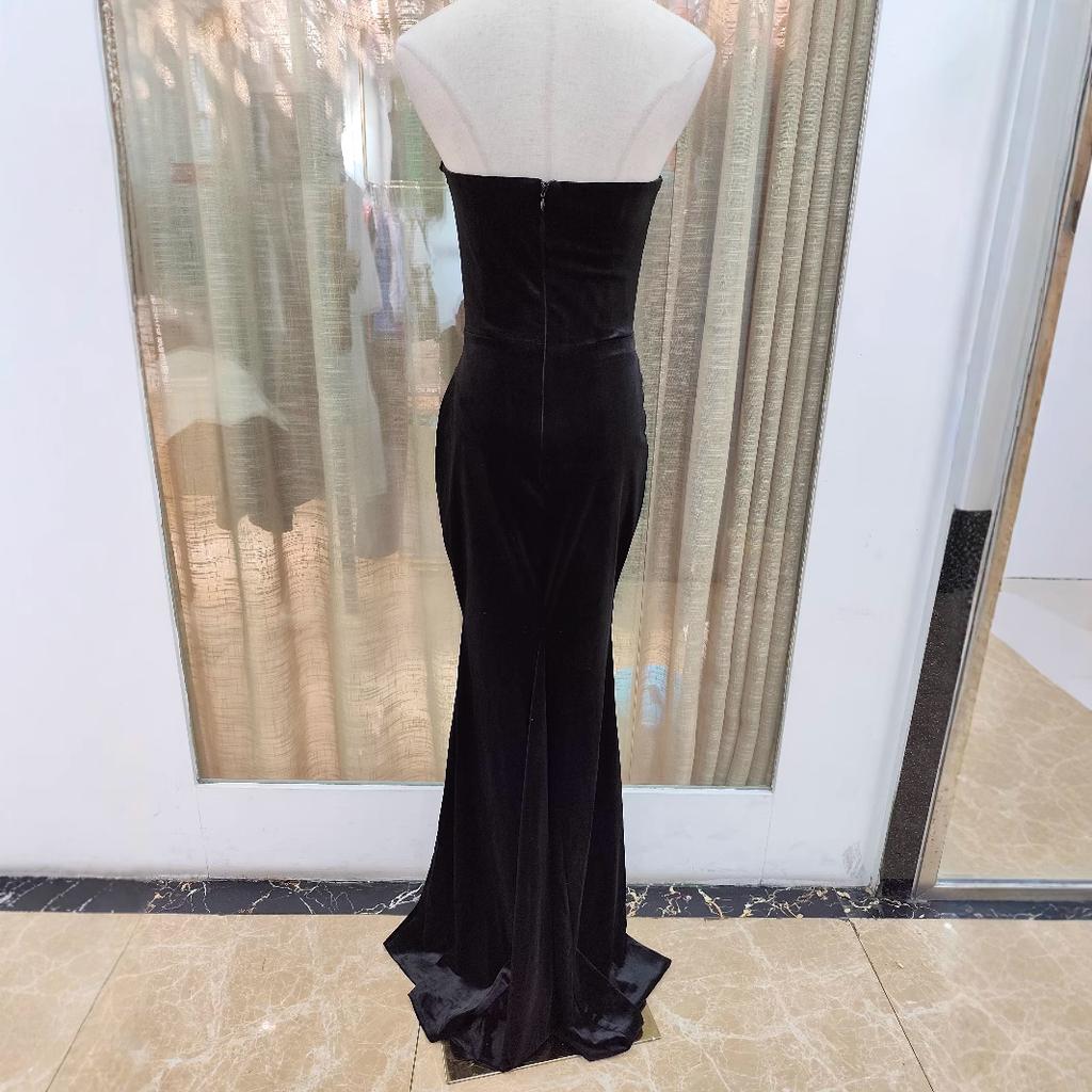 European and American sexy sexy neck heavy industry beads fish bone tight fish tail party dress dress