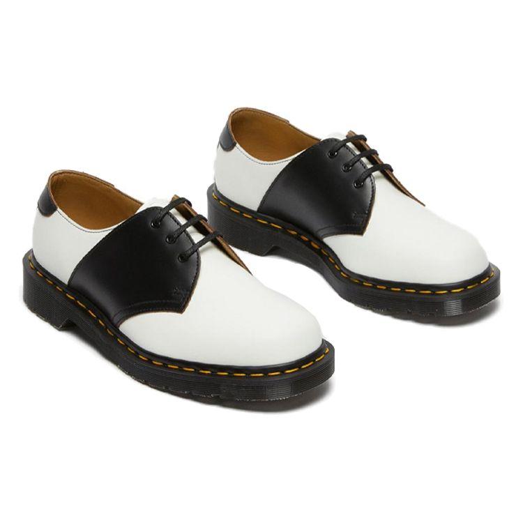 Dr. Martens 1461 British Style Leather Fashion Casual Flat Shoes Women Shoes Black White 26710101