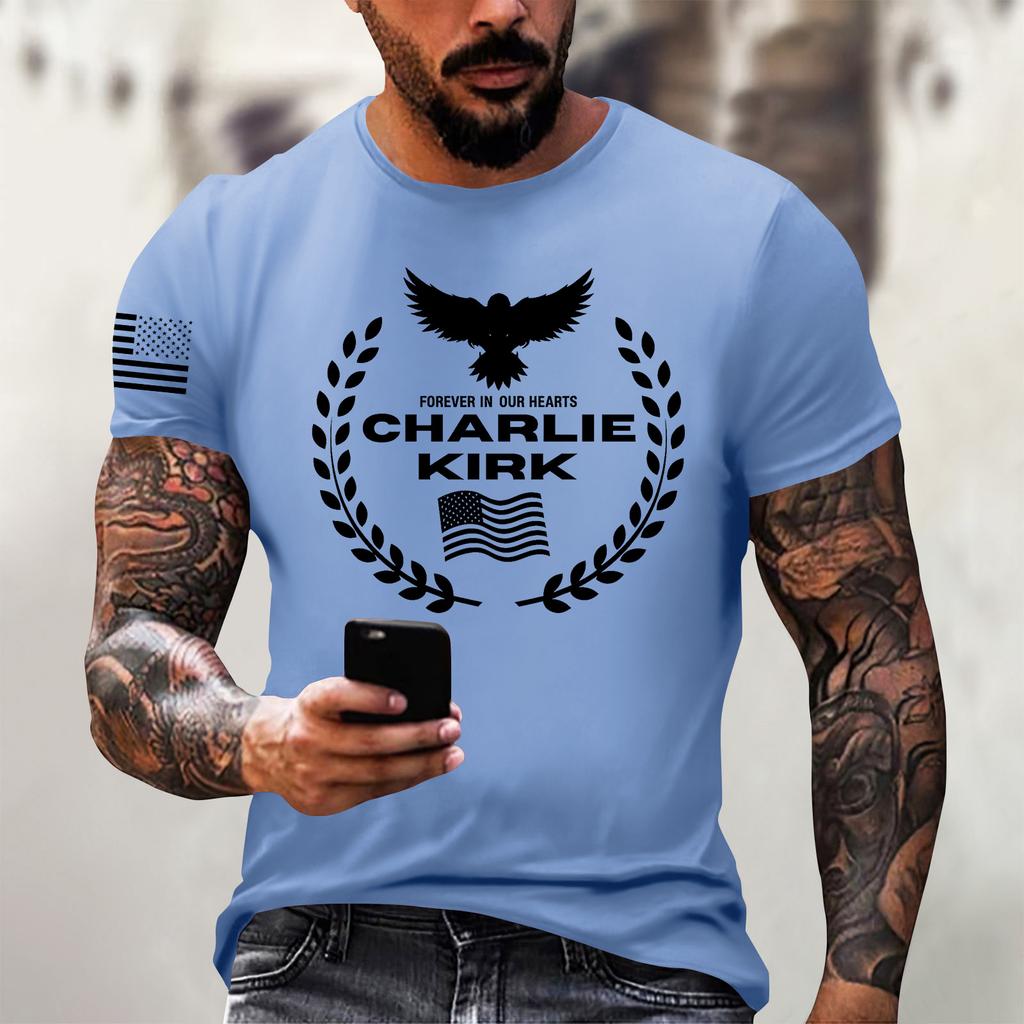 Fashionable Round Neck Short Sleeve Work Clothes Printed Tops For Mens Summer Tops