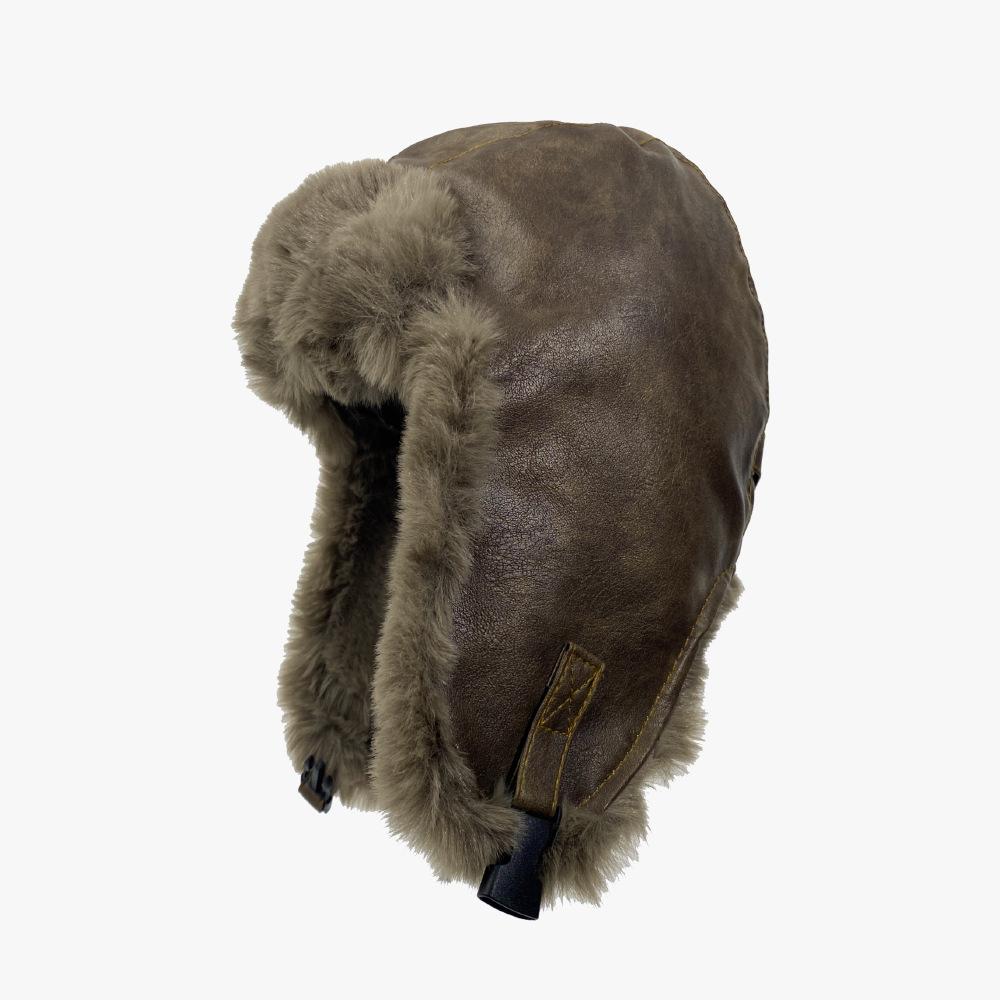 Korean Version of Leather New Lei Feng Hat for Women Fashion Versatile Winter Cold Protection and Ear Protection Hat for Men Outdoor Riding