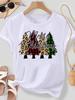 (Asian Size) Tree Style 90s Merry Christmas New Year Women's Top T Tee Festival O-neck Clothing Print Fashion Ladies Graphic T-shirts