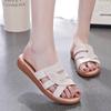 Women Open Toe Beach Shoes Women'S Hollow Solid Color Thick Soled Slippers Large Size Spring And Summer Sandalias
