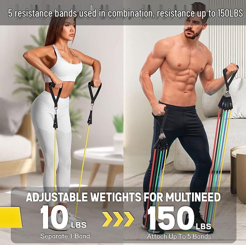 P90X 11-Piece Latex Resistance Bands Set for Fitness Training