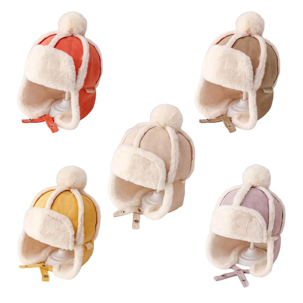 Thicken Warm Winter Hat for Children Earmuff Pilot Hat Plush Bomber Hat Outdoor Activity Trapper Hat for Cold Weather