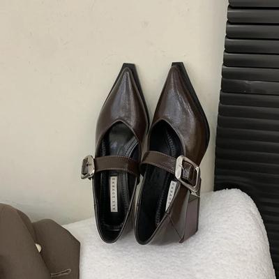 Модные женские туфли на среднем каблуке сандалии с острым носком осень 2024 модные туфли новые туфли для ходьбы классические туфли-лодочки женские туфли