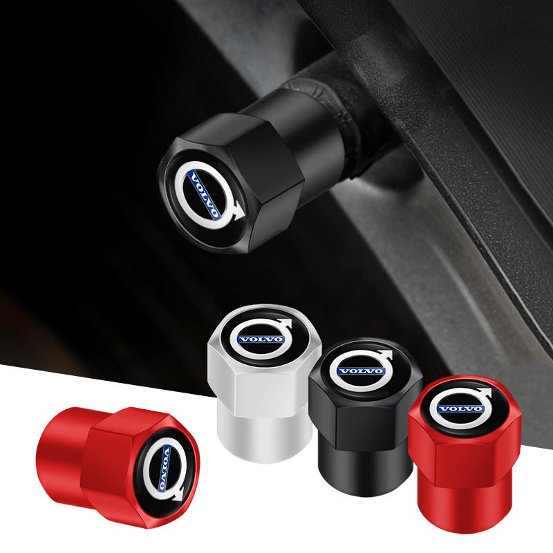 4Pcs 3D Metal Tire Valve Cap Car Tyre Air Stem Cover For Volvo XC60 EX30 XC40 S60 S90 V60 XC90 V40 V50 V70 V90 EX90 AWD S80 ES90