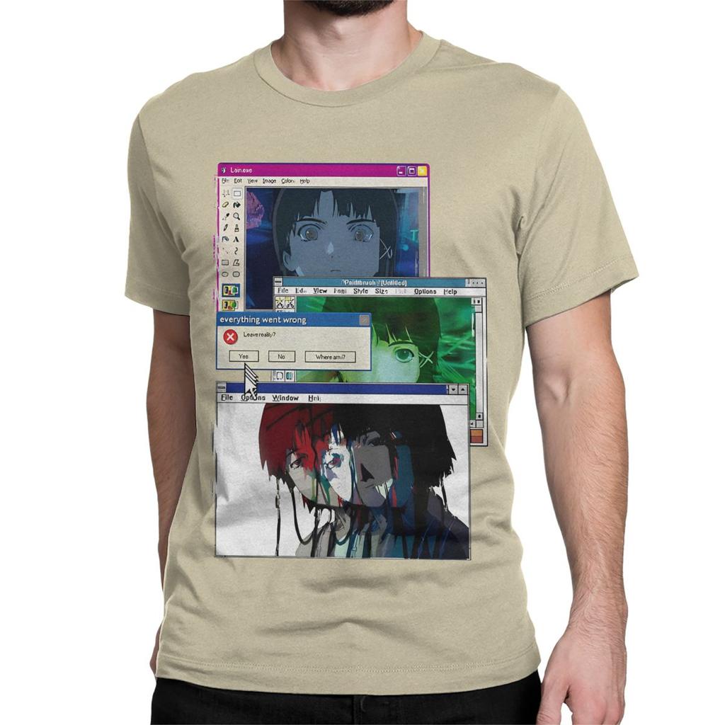 Men Women's Serial Experiments Lain Edit Vintage Pure Cotton Tee Shirt Anime Lwakura Sci Fi Manga T Shirt Clothing Unique