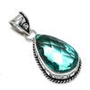 Подвеска из стерлингового серебра 925 пробы с натуральным аква-апатитом ручной работы 1,77 дюйма Z4s06