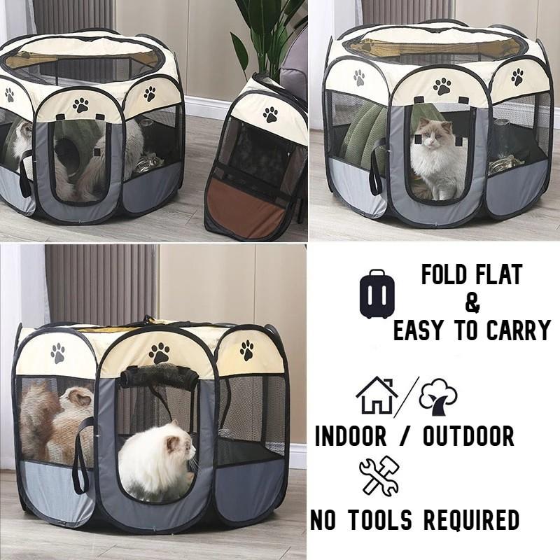 Portable Pet Safe Tent  Foldable Lightweight Pet Playpen Outdoor Travel Waterproof Dogs & Cats Fence