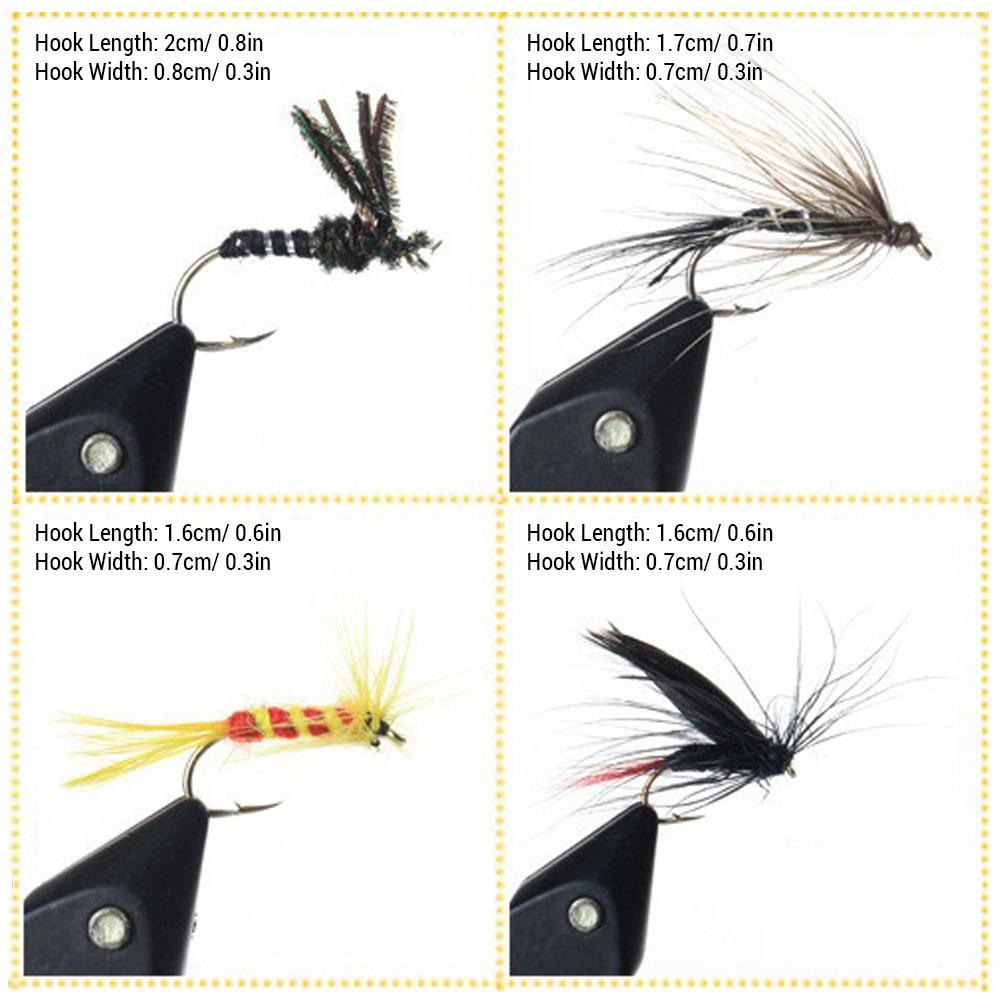 100pcs Fly Fishing Flies Kit Dry Wet Fly Fishing Flies Assortment with Fly Box Trout Bass