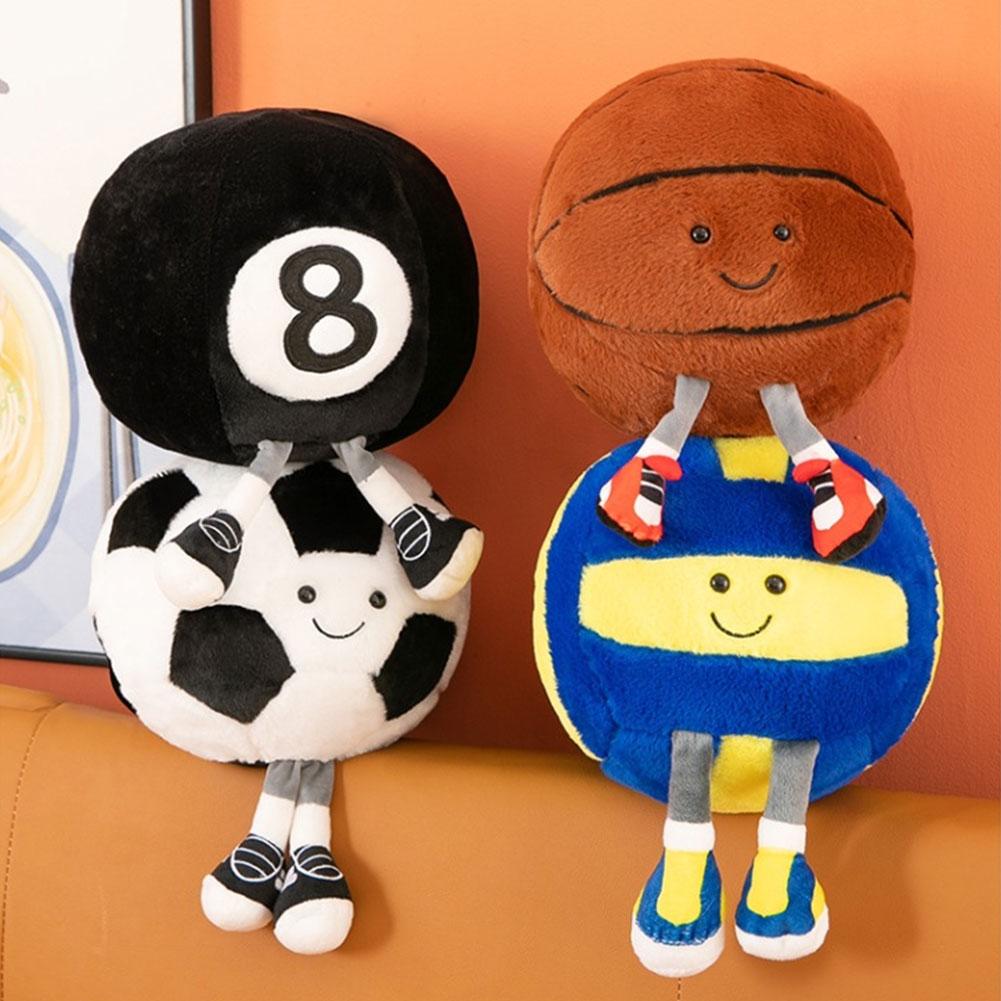 25/33cm Creative Football With Foot Plush Toy Doll Children Decorate Room Cute Basketball Fun Volleyball Soft Pillow