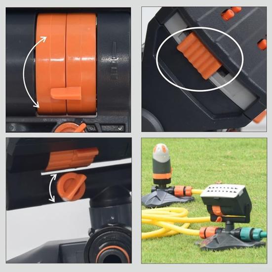 Газонный дождеватель 16 отверстий Дождеватель с колышком для грунта Регулируемый 4 режима распыления Садовый дождеватель для полива растений во дворе, на газонах, овощей