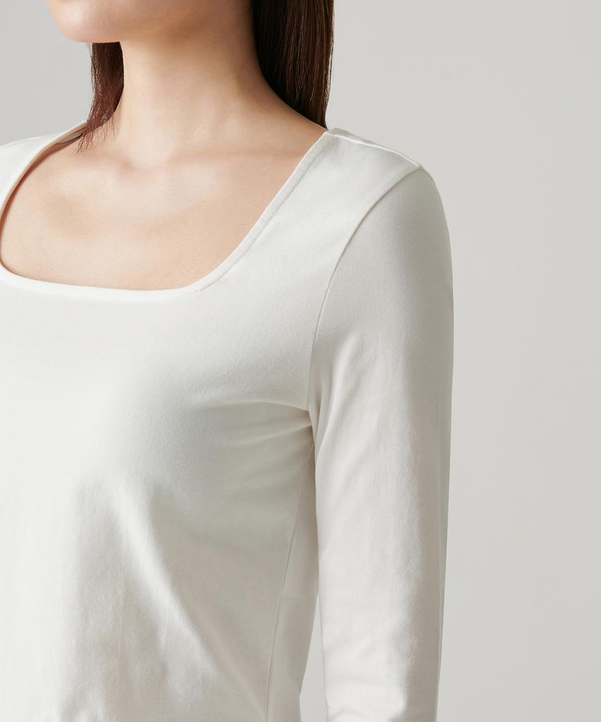 MUSINSA STANDARD WOMAN Women'S Slim Crop Square Neck Long Sleeve T-Shirt [Cream]