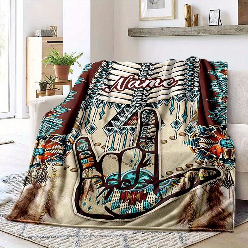 Ethnic Patterns Customize Your Name Blanket Used For Chair Office Sofa Bed Camping Soft And Warm Giving Friends And Relatives Birthday Gifts