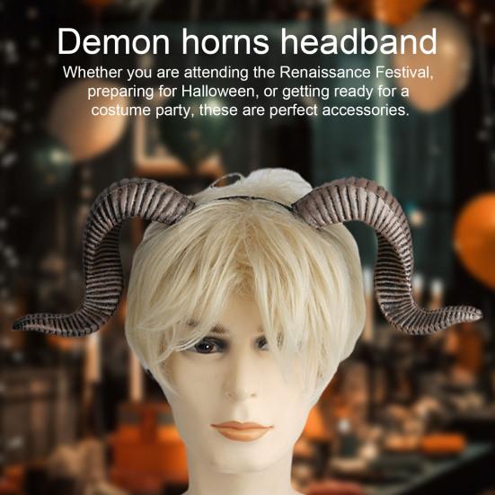 Goat Horn Headband Gothic Devil Horns Hair Hoop Halloween Dress Up Hair Accessories for Halloween Party Cosplay Events