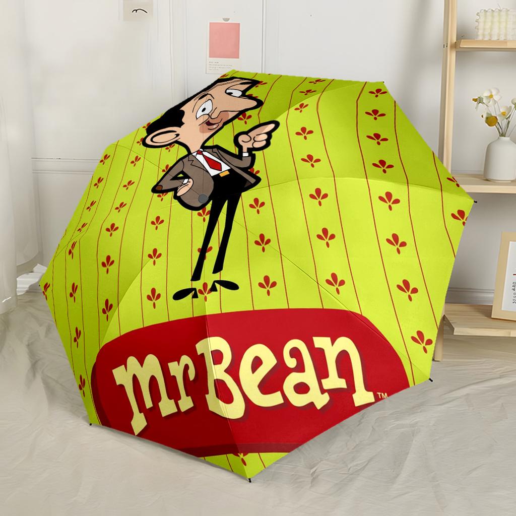 Mr Bean's Wooden Room Automatic Umbrella with 8-Rib Foldable Design Travel Essential Compact Folding Umbrella Birthday/Christmas Gift
