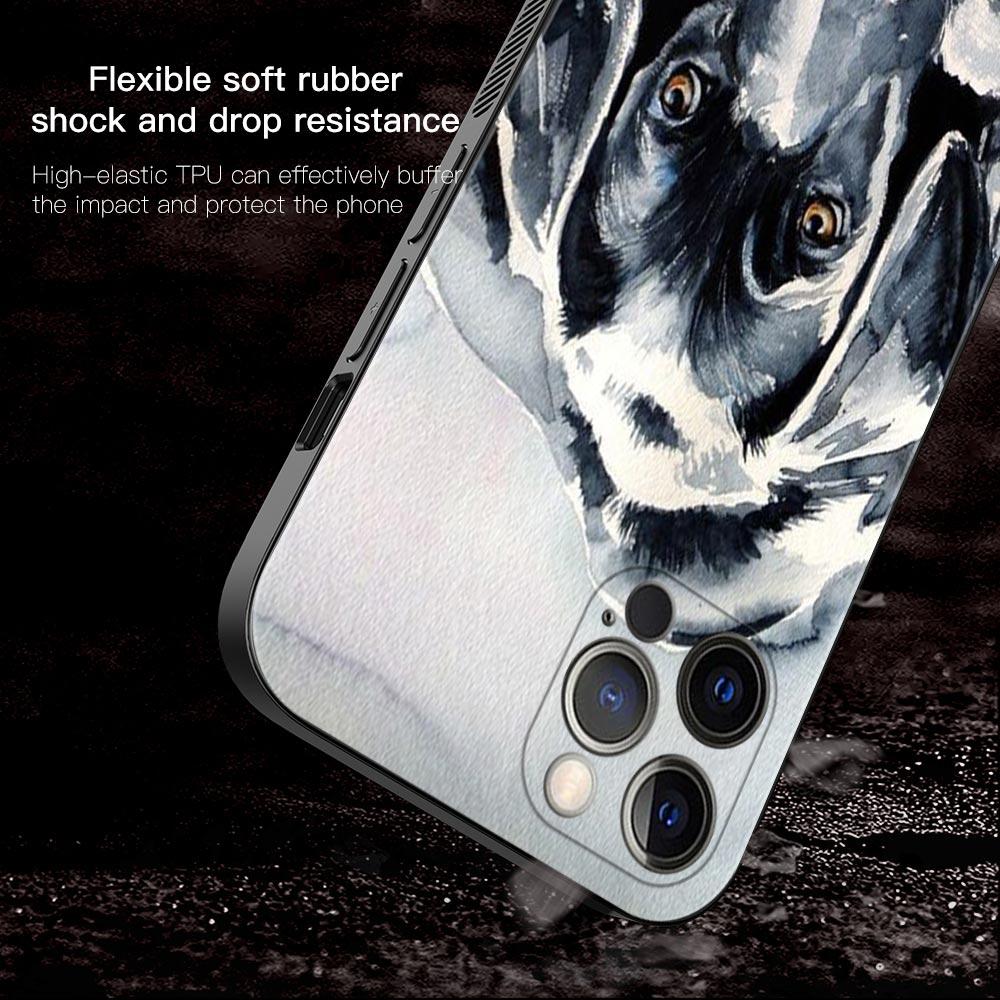 Черный чехол для телефона с собакой для iPhone Samsung Galaxy Redmi Xiaomi Oppo OnePlus Note SA 7 8 9 10 11 12 13 14 20 21 22 23 53 54 Pro Max Plus Ultra TPU Soft