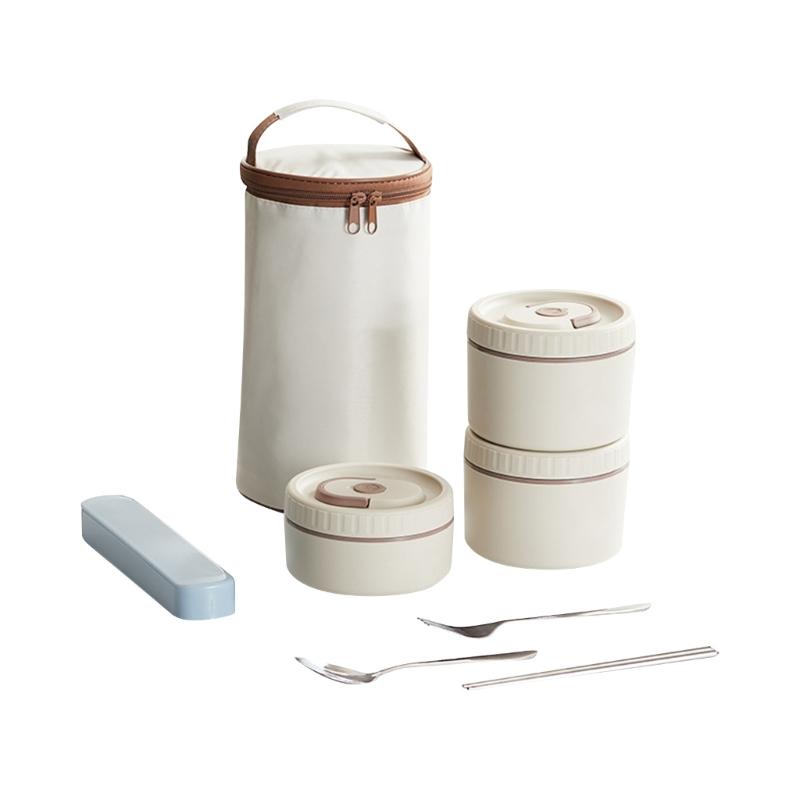 Thermal Food Storage Container 4 Compartment Bentos Box Set with Insulated Lunch Bags for Office School Use