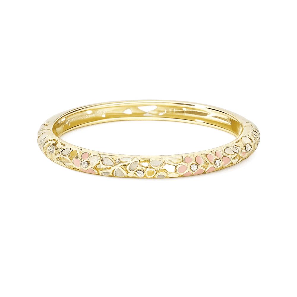 Traditional Flower Crystal Bangle Colorful Women's Hand Bracelet Vintage Cloisonne Bangle  Ladies