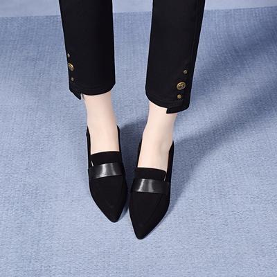 Женские остроносые туфли на высоком каблуке, весенние, черные, на толстом каблуке, женские туфли-лодочки, простые и щедрые рабочие туфли