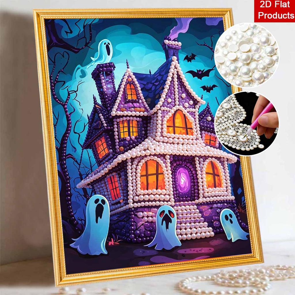 Halloween haunted house pearl painting art full pearl handmade diy home decorations