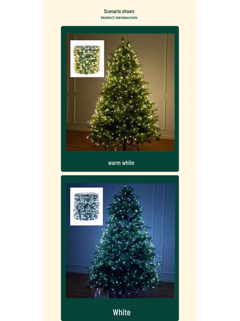 Гирлянда «Звездное небо» с рождественской елкой и темно-зелеными медными огнями