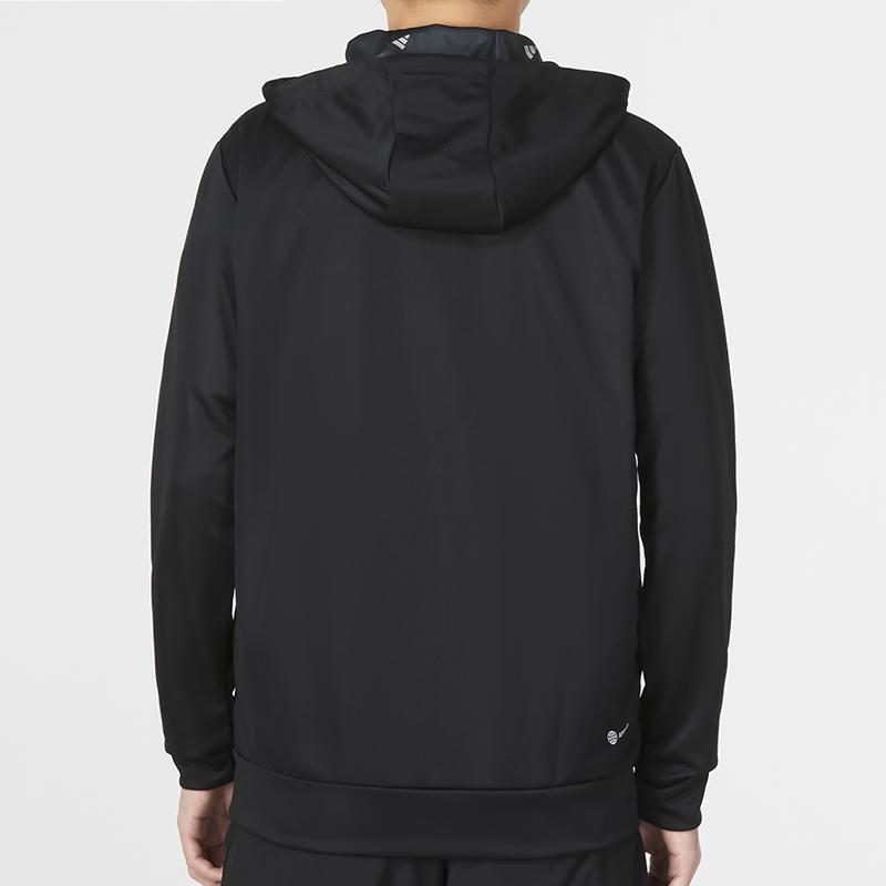 Adidas Сплошной цвет логотипа повседневная куртка с капюшоном Мужская верхняя одежда черный IB8137