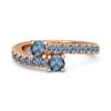 Кольцо-обход с двумя камнями London Blue Topaz, pavé, из стерлингового серебра 925 пробы с покрытием из розового золота