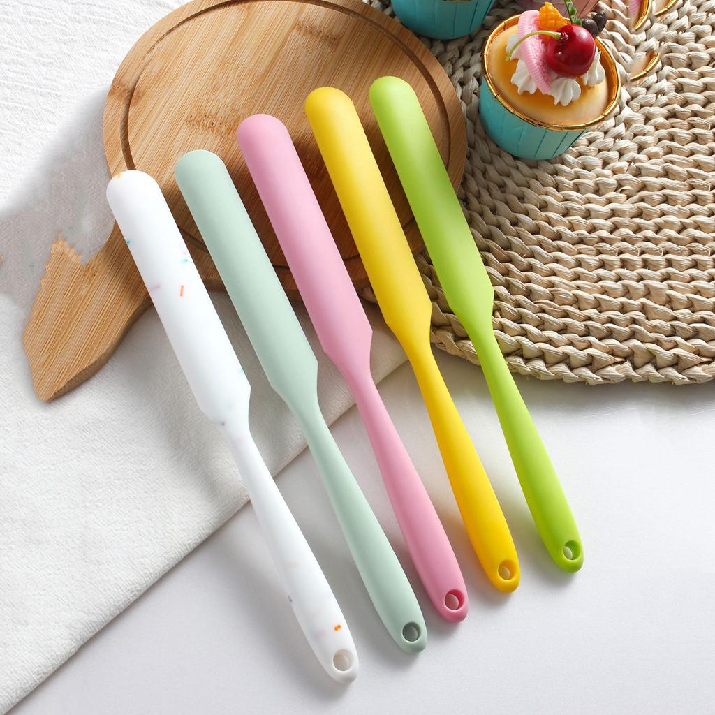Маленький цельный силиконовый маленький длинный скребок, инструменты для выпечки, скребок для масла, нож для смешивания шоколадного сливочного крема, лопаточка для торта