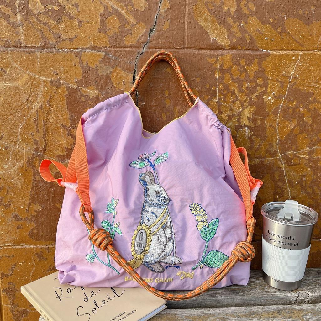 Embroidery Shopping Bag Women'S Fashion Niche Large Capacity Shoulder Bag Tide