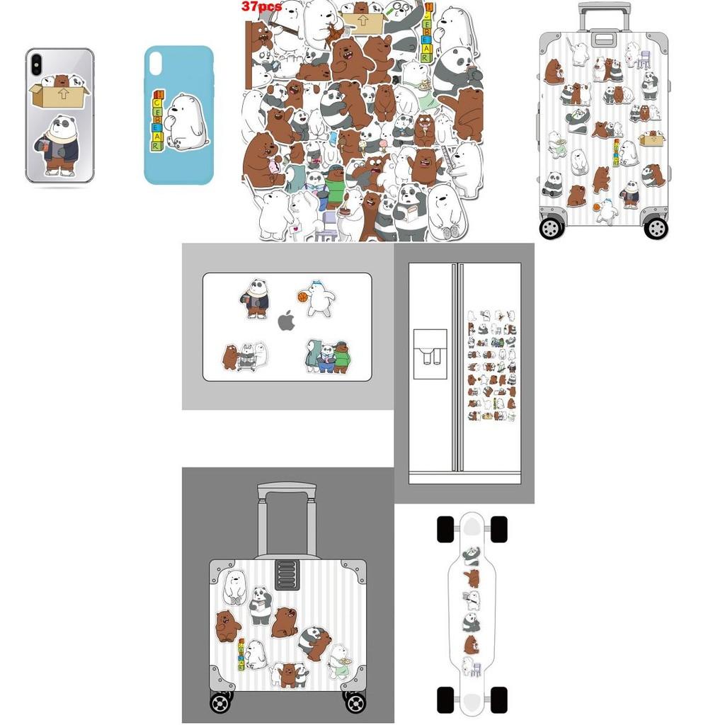 Vibrant 37pcs We Bare Bears Waterproof Graffiti Stickers For Luggage And Electronics