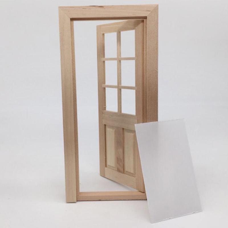1/12 Кукольный домик Миниатюрная деревянная дверь Неокрашенные аксессуары для самостоятельного изготовления Модель Игрушки