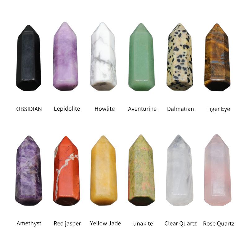 1 шт. Рейки Энергия Исцеления Кристалл Точка Орнамент Украшение, Натуральный Камень Резная Шестиугольная Призма Драгоценный Камень Домашний Декор Ювелирные Изделия Мелкая Мебель Ремесло