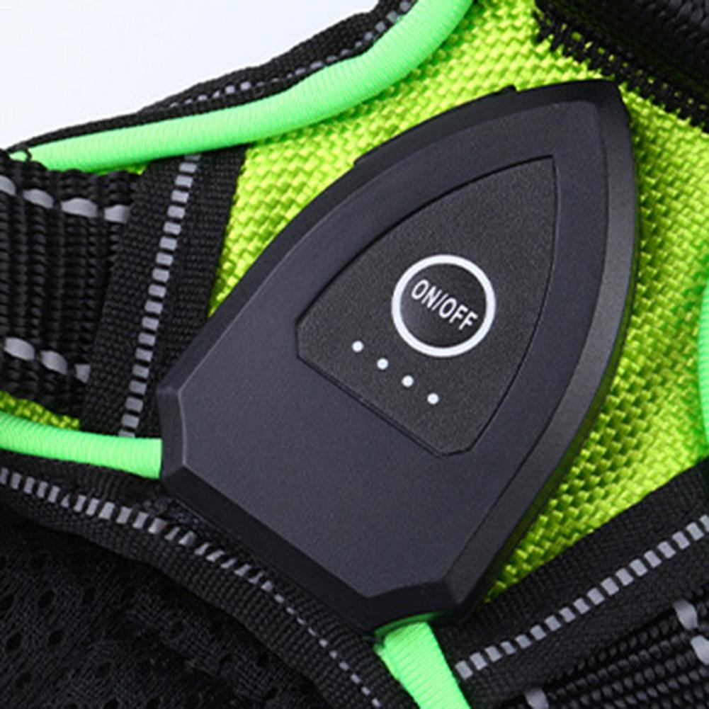 1 Set Pet Harness Rechargeable Mesh LED Lighted Luminous Dog Harness Adjustable Glowing Pet Chest Strap For Night Walking