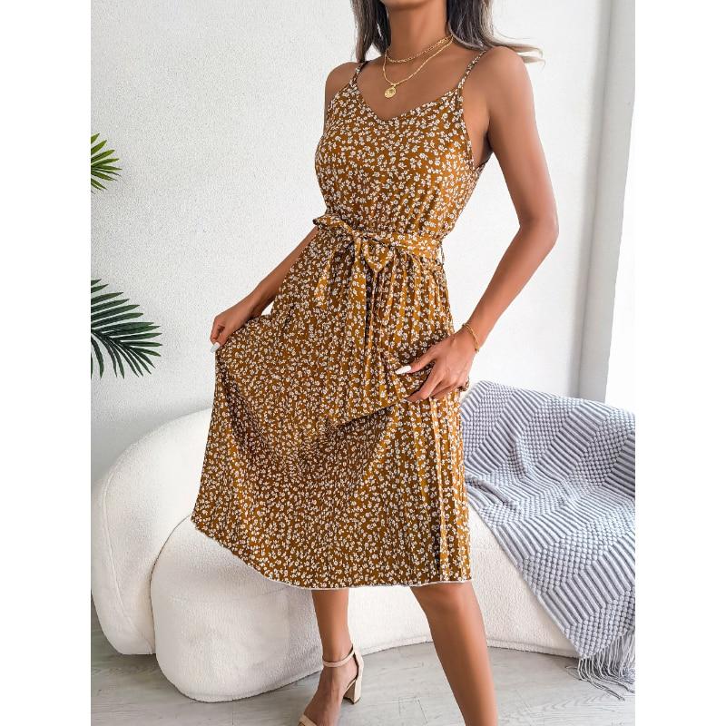 Модное женское вечернее сексуальное платье с цветочным принтом, лето 2023, женское повседневное элегантное синее длинное платье на шнуровке со складками 27881