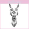 Ethnic Style Simulation Gemstone Decoration Women Necklace With Tassel Design For Fashionconscious Women