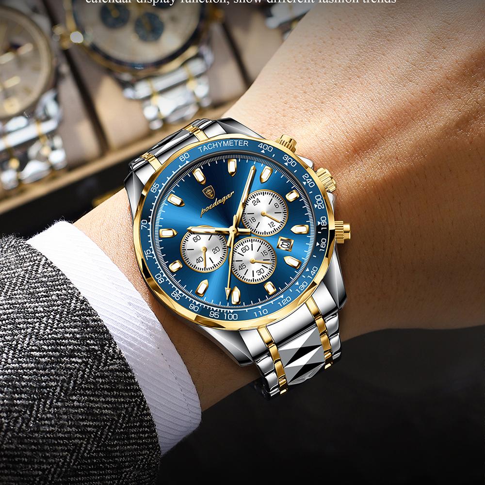 Мужские часы Business Gentleman Original Quartz Watch for Man Водонепроницаемые Светящиеся Дата Хронограф Мода Новые