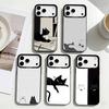 Милые Кошачьи Арт-Принты Чехол для Телефона Для iPhone17,16,15,14,13,12,Pro Max Черный Цветной Чехол для Телефона