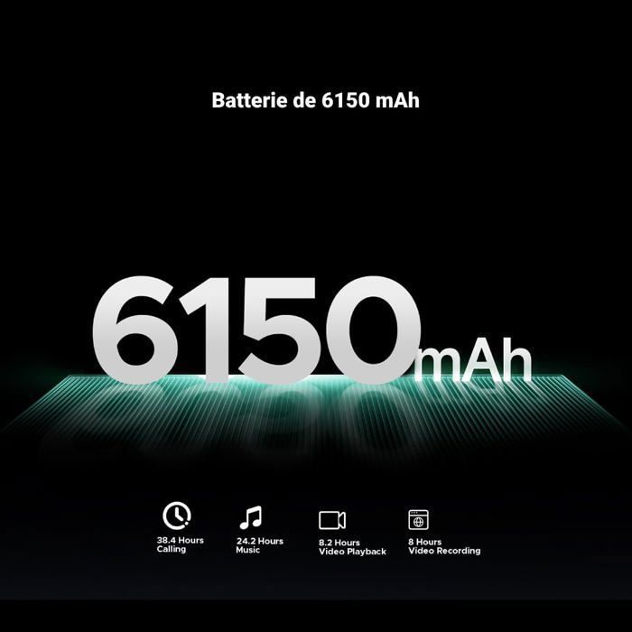 Telephone Portable Incassable DOOGEE Blade 10 Energy 24GB+128GB 6.56" 6150mAh Smartphone Robuste Android 15 Dural SIM/NFC/16MP Vert