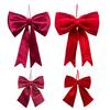 Bow Pendant Red Velvet Christmas Decoration Hanging Ornament Holiday Parties Home Office Festive Gift Party Accessory